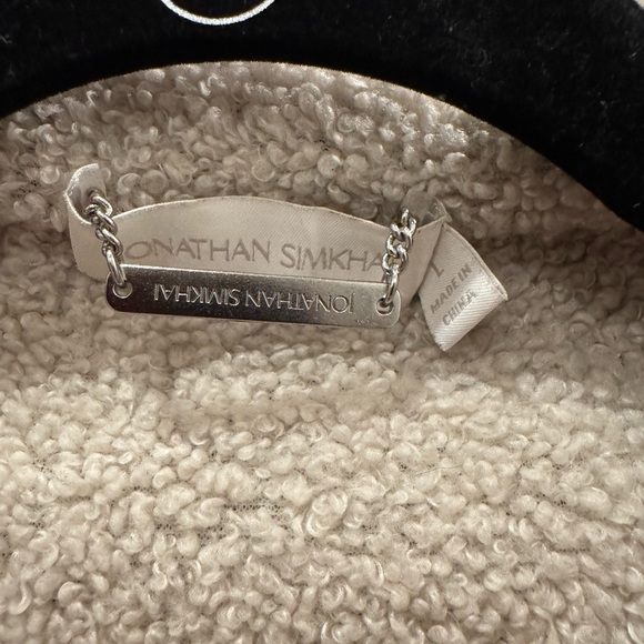 Jonathan Simkhai Black and Cream Shearling Jacket - Picture 2 of 4